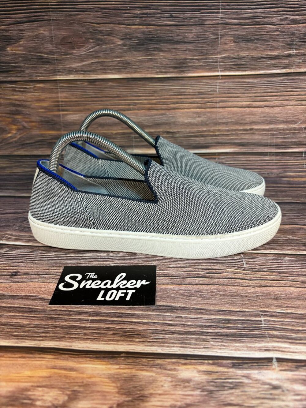 Rothy's The Original Slip‎ On Anchor Blue White Knit Women's Shoes Size 9